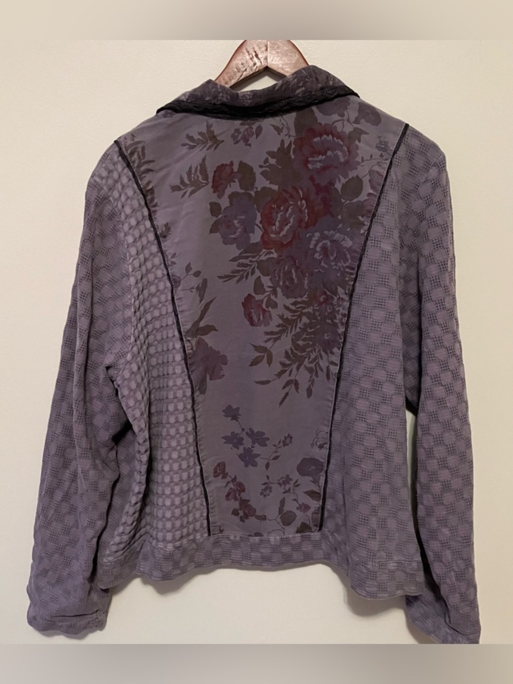 Women’s Patchwork Jacket Purple Floral Cotton XL Nanette Keller Cotton Woven - Picture 9 of 9